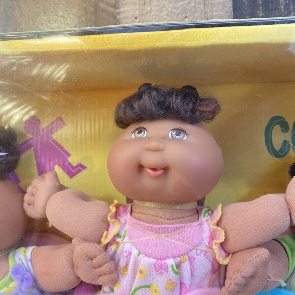 Mattel 2001 Cabbage Patch Kids Sing N Go Triplets 8.5" Baby Dolls & Carrier Rare - Picture 3 of 14